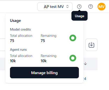 Credit usage indicator