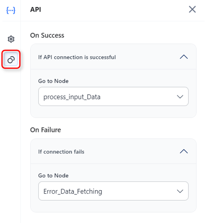 API node Connections Properties