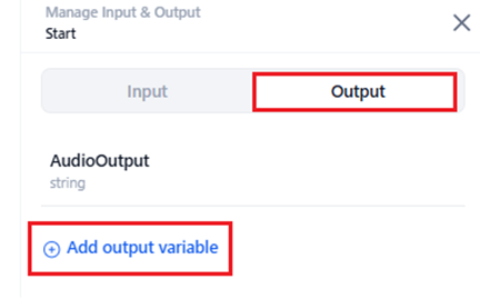 click add output variable