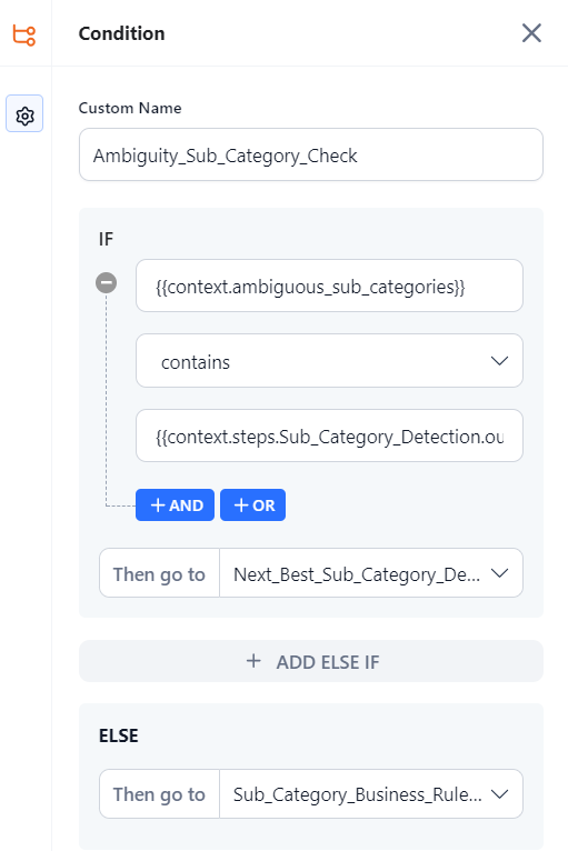 Condition Node's Settings