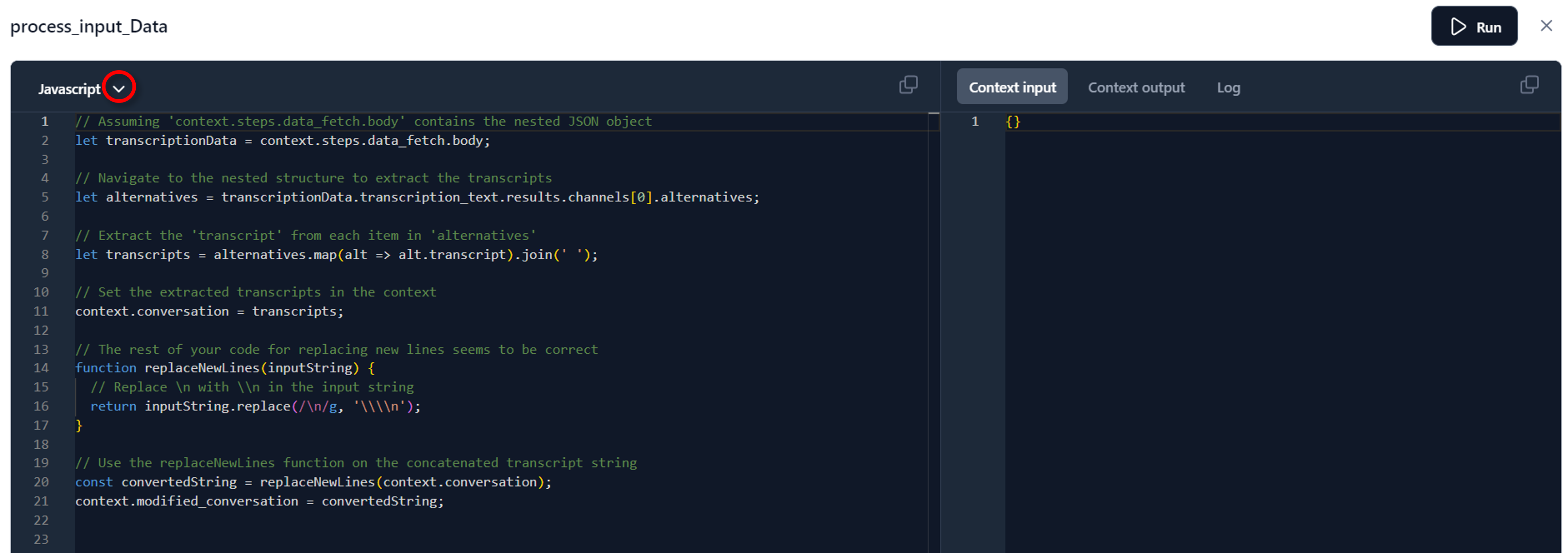 Configure Function Node